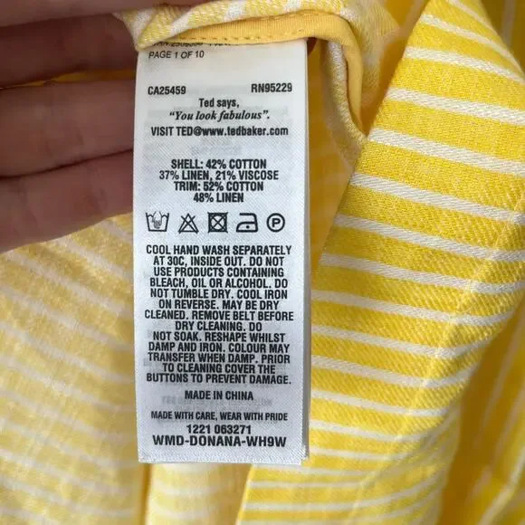 Ted Baker yellow stripe summer sundress dress 2 NEW - Picture 10 of 11